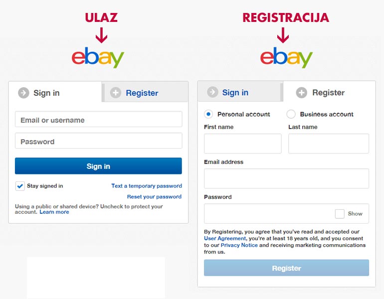 eBay USA pristupne forme