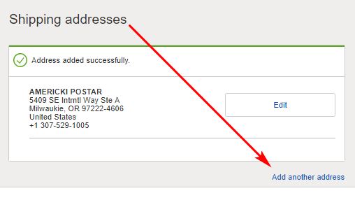 Američka adresa na eBay-u