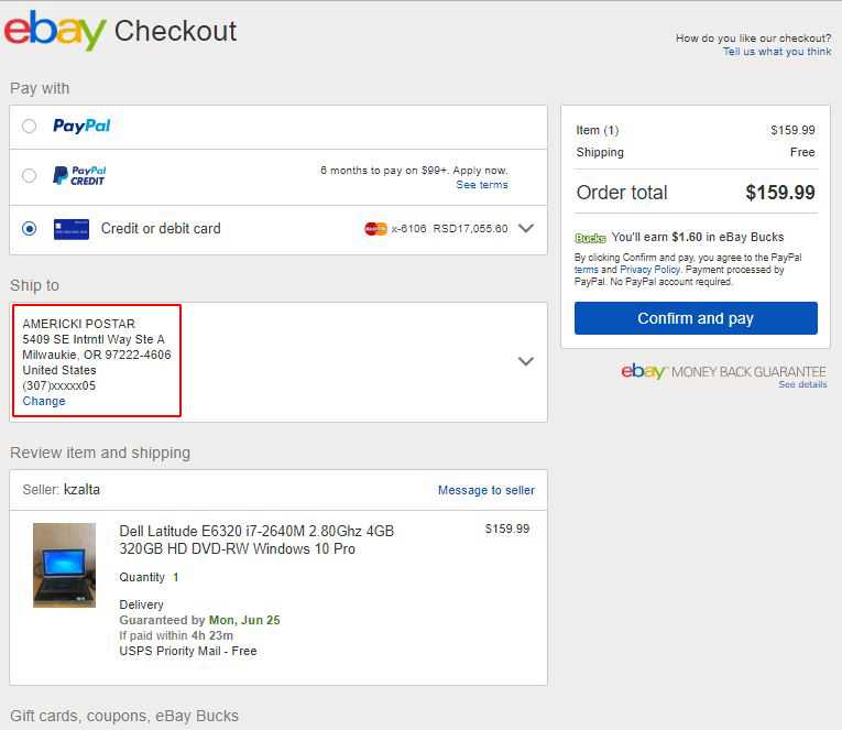 eBay američka adresa